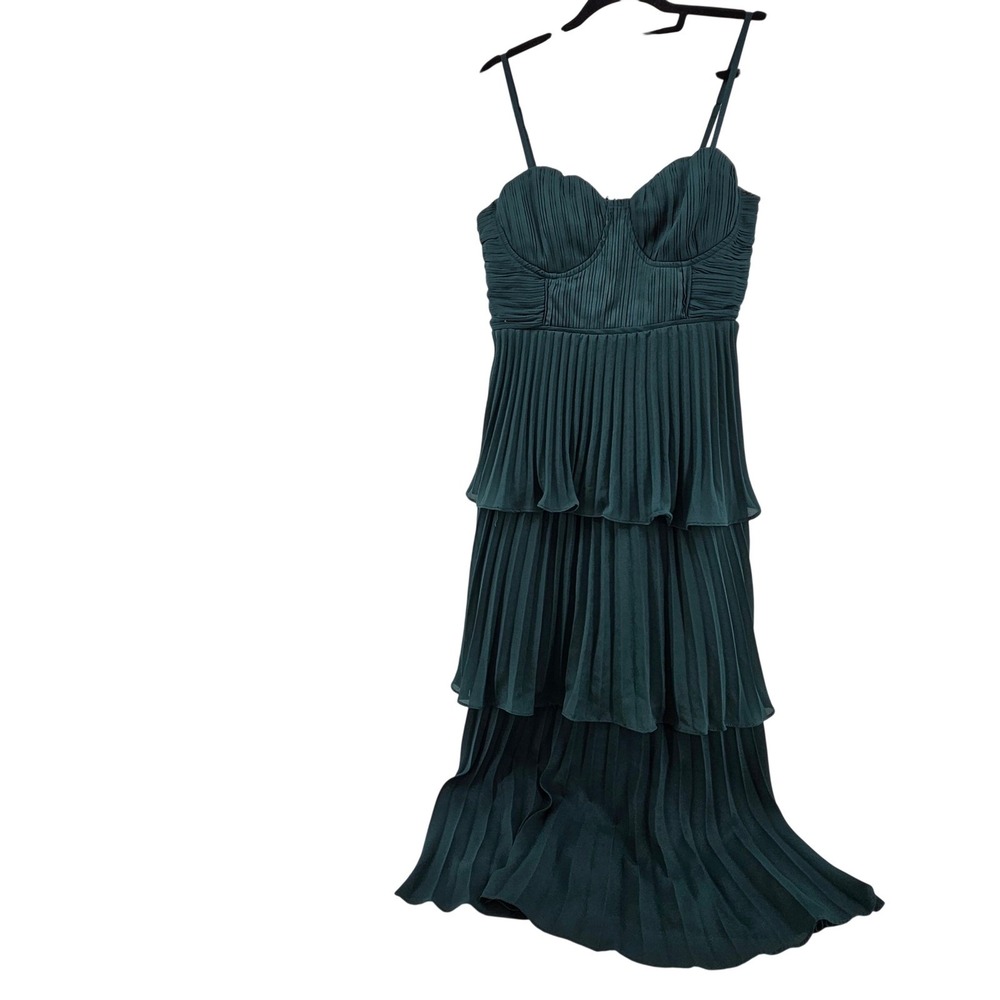 Lulus Emerald Green Bustier Tiered Maxi Gown Dress Formal Gala Prom Size L